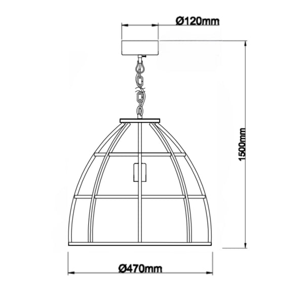 Various Frame Pendelleuchte – Ø47 cm – Black Steel – Industrielle Hängelampe – E27 Fassung