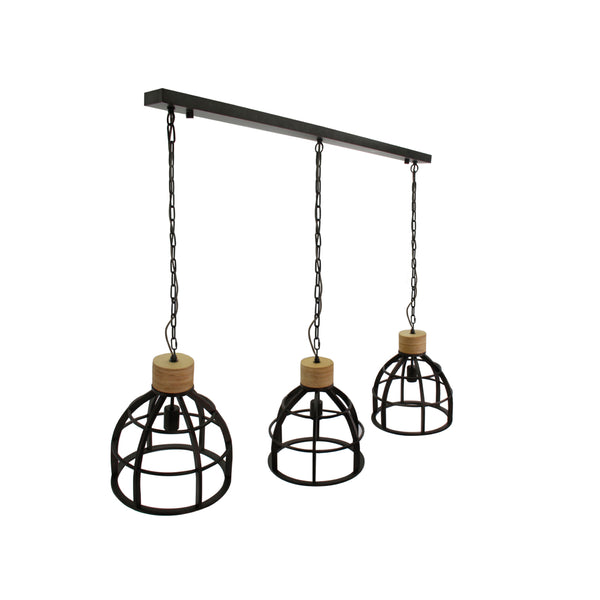 Various Frame Pendelleuchte 3-flammig – Markantes Design mit Metal und Holzakzenten
