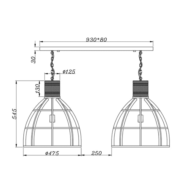 Various pendant lamp 1 flame industrial design, E27 socket, black, Ø 30cm - pendant light dining table, hanging lamp living room, without light source