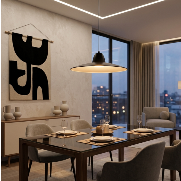Various Roma Pendant Light Black – Ø48 cm – 1-light – Cream Interior