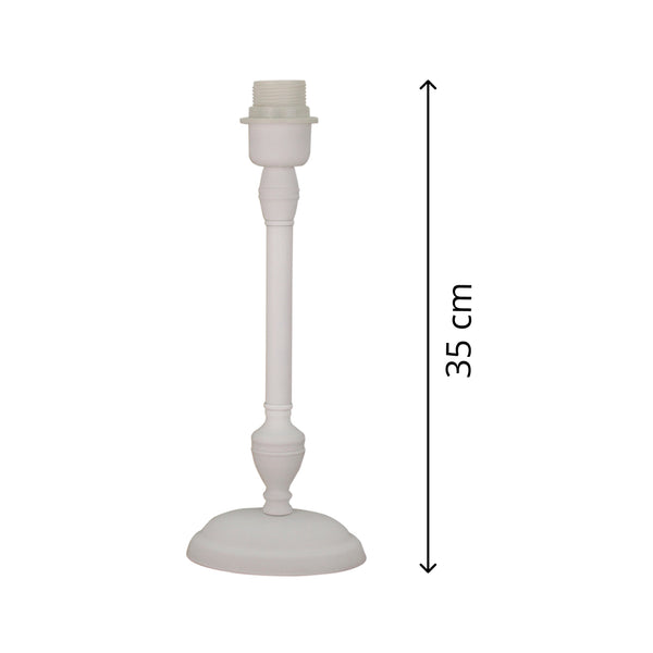 Schlichter, weiß lackierter Lampenfuß aus Metall mit E27-Fassung – ideal für Tisch- und Nachttischlampen.
