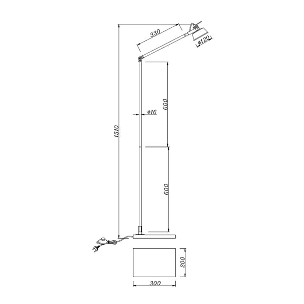 Various Max Stehlampe – Minimalistisches Design mit Metallgestell und Holzfuß (180 cm)