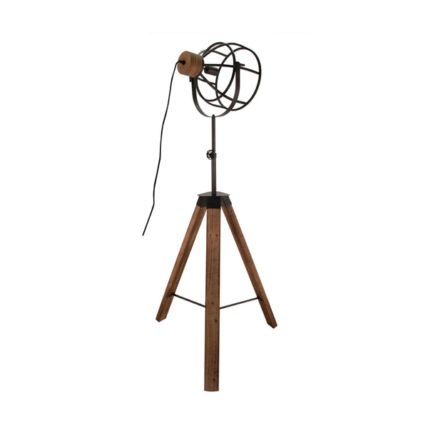 Various Frame Stehlampe – Industrielles Design mit Metall-Schirm und Holz-Stativ (165 cm)