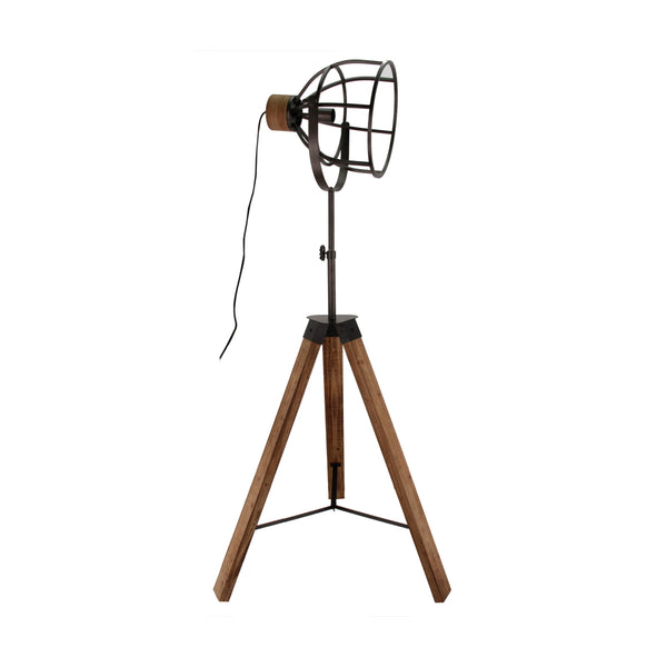 Various Frame Stehlampe – Industrielles Design mit Metall-Schirm und Holz-Stativ (165 cm)
