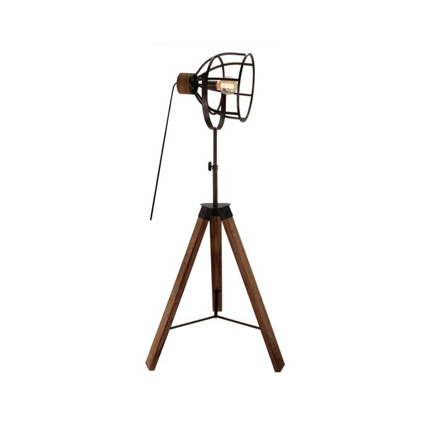Various Frame Stehlampe – Industrielles Design mit Metall-Schirm und Holz-Stativ (165 cm)