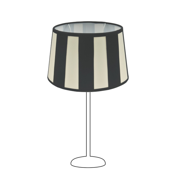 Various lampenkap ovaal - zwart met staafpatroon - Ø20, Ø22 of Ø26 cm - Chintz