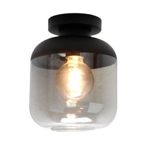 Specchio Opaco Deckenleuchte aus schwarzem Glas, Ø21 cm, 1-flammig, moderne Beleuchtung für Wohnzimmer oder Flur.