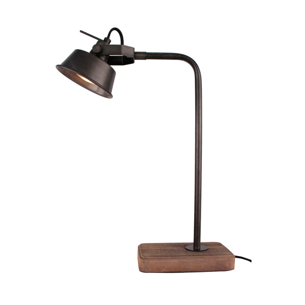 Various Max Tischlampe – Industrial Design – Schwarzes Metall & Holz – GU10 – 40 cm hoch