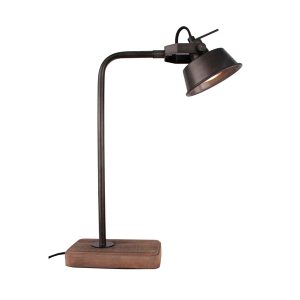 Various Max Tischlampe – Industrial Design – Schwarzes Metall & Holz – GU10 – 40 cm hoch