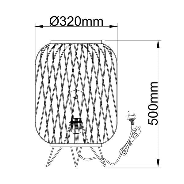 Various Cross Natur Tischlampe – 1-flammig – Ø22 oder Ø32 cm