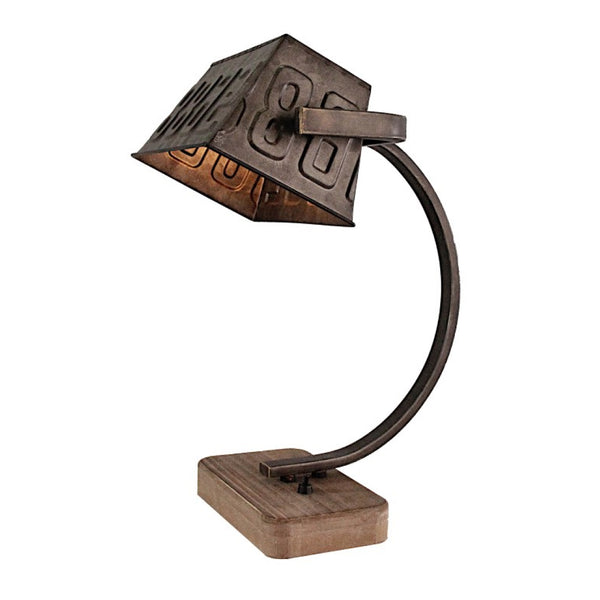 Various Tischlampe – Industrial Design – Black Steel – Holz & Metall – E27 – 39 cm hoch