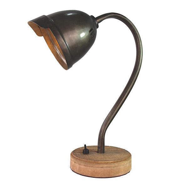 Various Tischlampe – Industrial Look – Black Steel & Holz – GU10 – 31 cm hoch