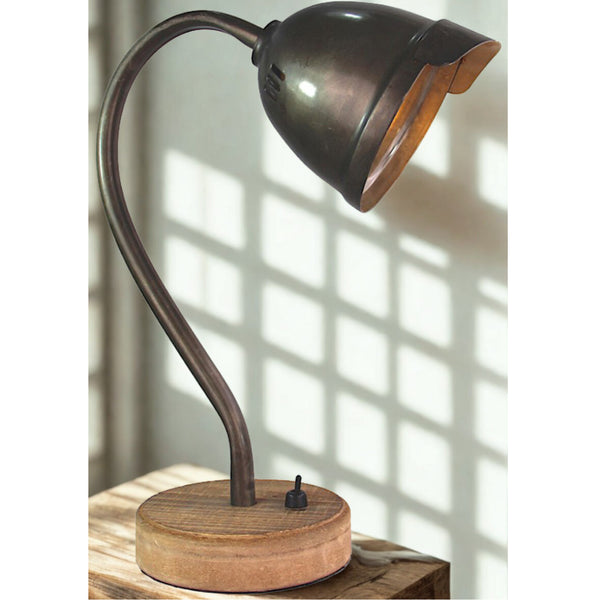 Various Tischlampe – Industrial Look – Black Steel & Holz – GU10 – 31 cm hoch