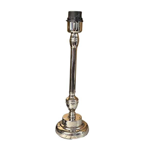 Diverse metalen lampvoeten in glanzend nikkel – 36 cm hoog en E27-fitting