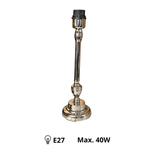 Diverse metalen lampvoeten in glanzend nikkel – 36 cm hoog en E27-fitting