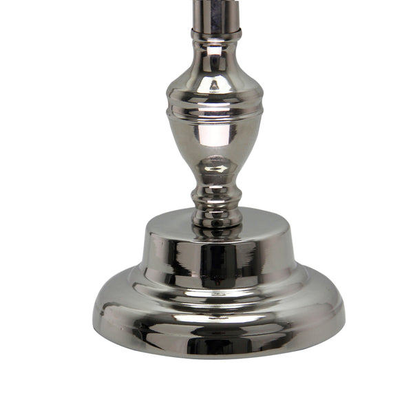 Diverse metalen lampvoeten in glanzend nikkel – 36 cm hoog en E27-fitting