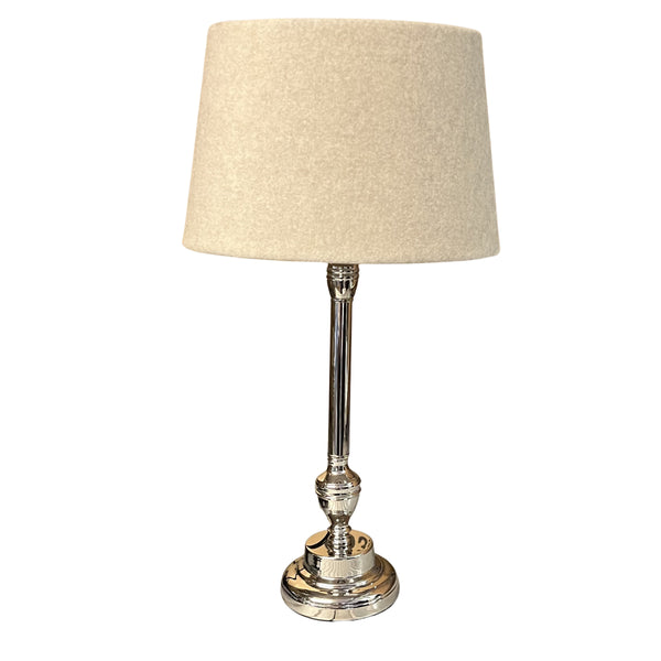 Diverse metalen lampvoeten in glanzend nikkel – 36 cm hoog en E27-fitting