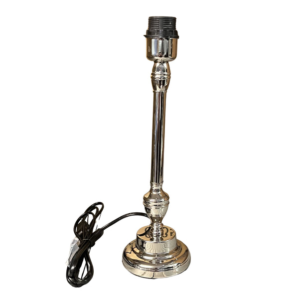 Diverse metalen lampvoeten in glanzend nikkel – 36 cm hoog en E27-fitting