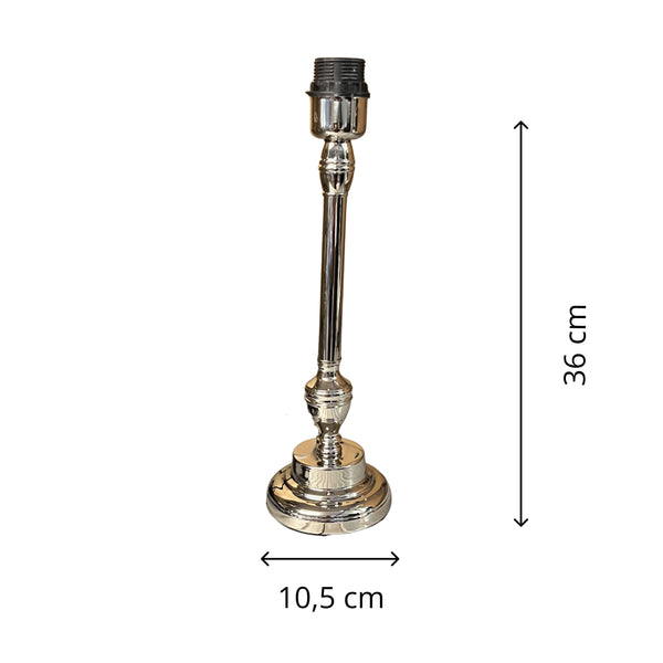 Diverse metalen lampvoeten in glanzend nikkel – 36 cm hoog en E27-fitting