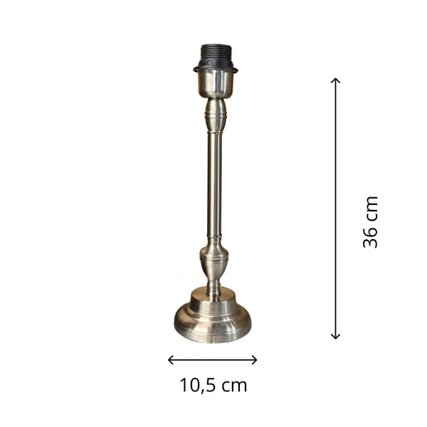 Diverse metalen lampvoet in mat nikkel – 36 cm hoog en E27-fitting