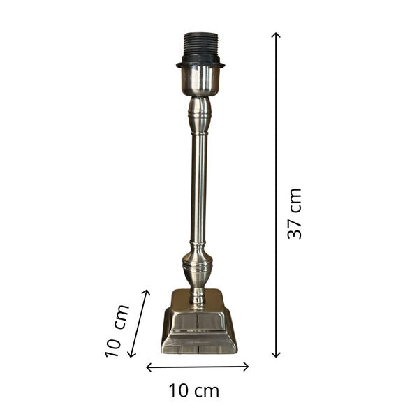 Various Metal Lamp Base with Square Base – Matte Nickel (Height 34 cm)