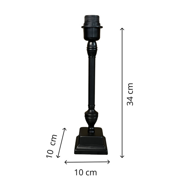 Various Metall Lampenfuß mit quadratischer Basis – Schwarz (Höhe 34 cm)
