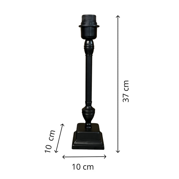 Various Metal Lamp Base with Square Base – Black (Height 34 cm)
