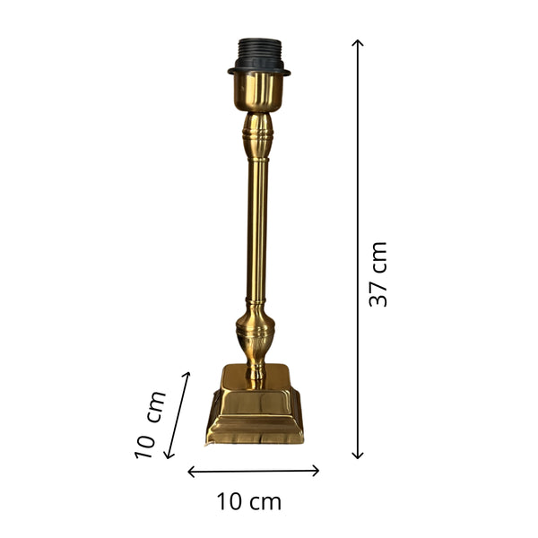Various Metall Lampenfuß mit quadratischer Basis – Messing Matt (Höhe 37 cm)