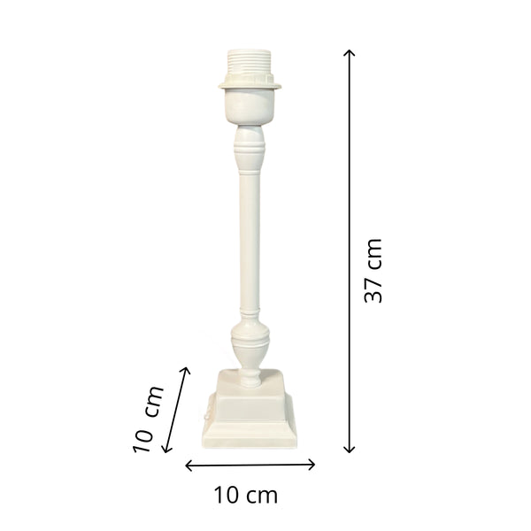 Various Metal Lamp Base with Square Base – White (Height 34 cm)