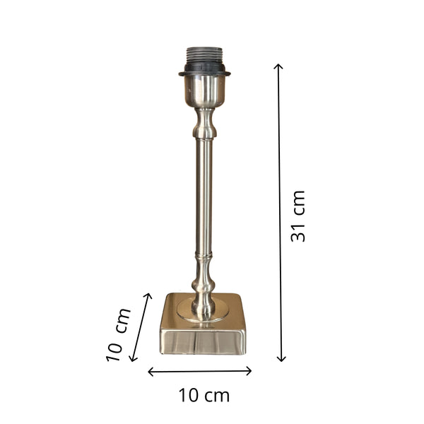 Various metal lamp base – nickel matt – height 33 cm, E27 socket, square base