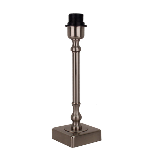 Various Metall Lampenfuß – Nickel Matt & Schwarz – Höhe 33 cm, E27-Fassung, quadratische Basis