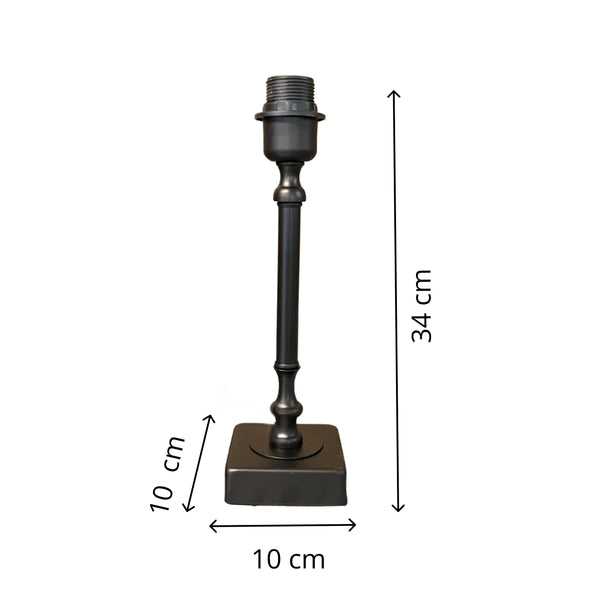 Various metalen lampenvoeten – zwart (hoogte 33 cm, E27-fitting, vierkante voet)