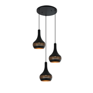 Various Canna Pendelleuchte 3-flammig in Schwarz mit variierenden Höhen