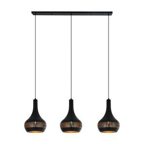 Various Canna Pendelleuchte 3-flammig Schwarz über Esstisch
