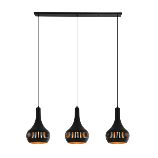 Various Canna Pendelleuchte 3-flammig Schwarz über Esstisch