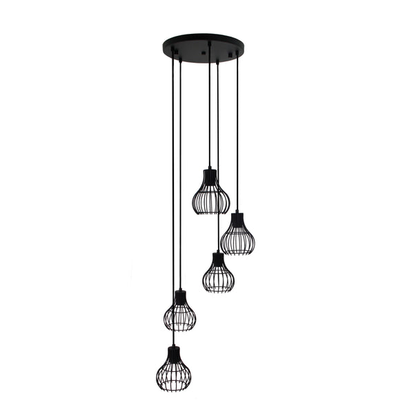 Modernes Design: Cipolle Hängelampe Schwarz mit E27-Fassungen