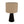 Design-Tischlampe mit E27-Fassung und konischer Metallbasis.