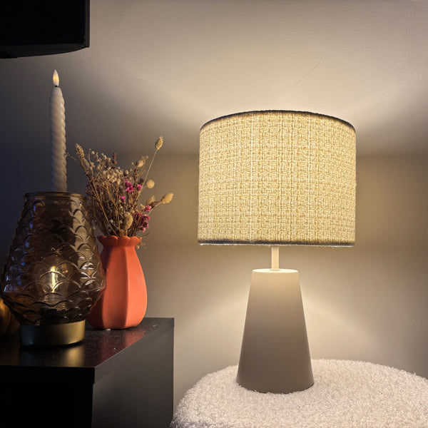 Various Faro Tischlampe – Modernes Design mit Kegelfuß – Taupe – E27-Fassung
