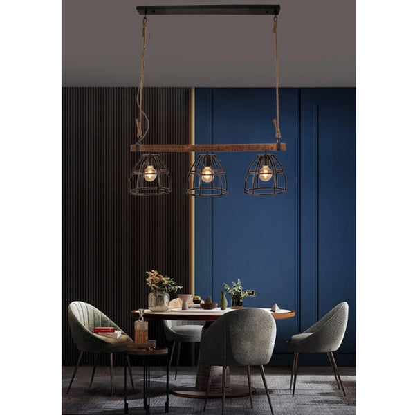Industrie-Pendelleuchte mit 3 Lampenschirmen Ø25 cm, E27