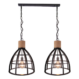Various Frame Hängelampe 2-flammig Ø47,5 cm – Schwarz mit Holzakzenten