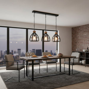 Various Frame Hängelampe 3-flammig Ø34 cm – Schwarz mit Holzakzenten