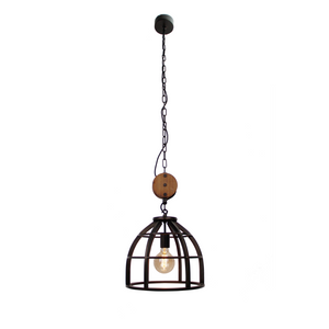 Various Frame Pendelleuchte Ø34 cm Schwarz mit Holzdetail