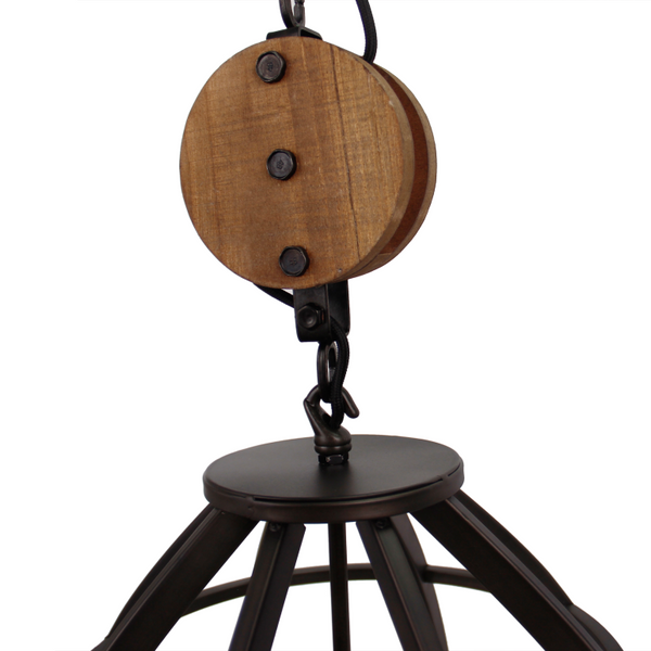 Various Frame Pendelleuchte – 1-flammig – Ø47 cm – E27 – Schwarz mit Holz