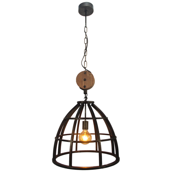 Various Frame Pendelleuchte – 1-flammig – Ø47 cm – E27 – Schwarz mit Holz