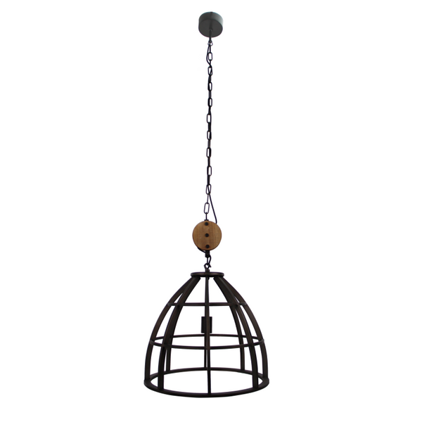 Various Frame Pendelleuchte – 1-flammig – Ø47 cm – E27 – Schwarz mit Holz