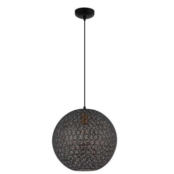 Various Oro Pendelleuchte in Schwarz mit strukturiertem Glas – Ø40 cm