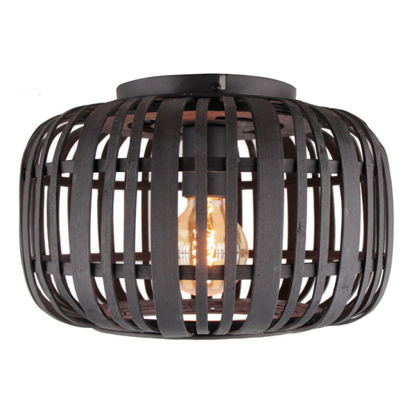 Various Rattan Deckenleuchte – Ø33 oder 40 cm – 1 flammig - Schwarz – Natürliches Material – E27