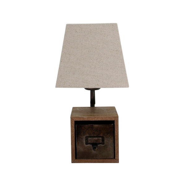 Various Vintage Tischlampe – Ø12 cm – 1-flammig – Holz mit Aufbewahrung – E27