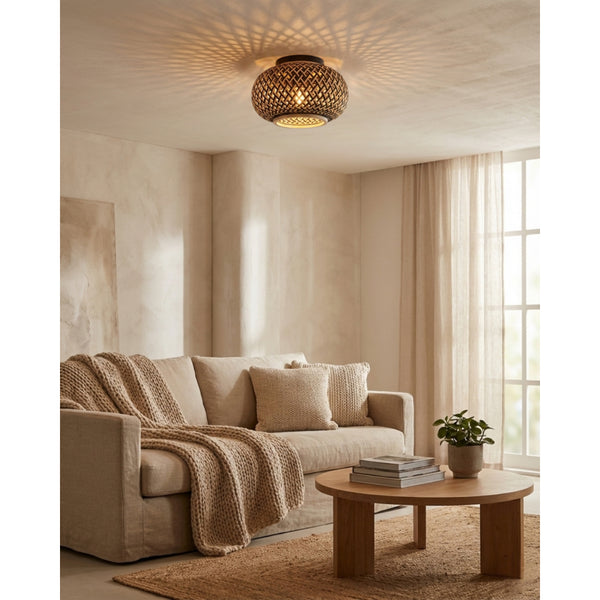 Various Weaving Ceiling Light – 1 Light – Bamboo – Ø38 cm – Natural and Black