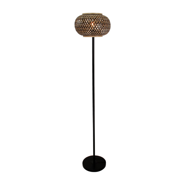 Various Weaving Stehlampe Ø38 cm mit Bambus Lampenschirm in Natur und Schwarz